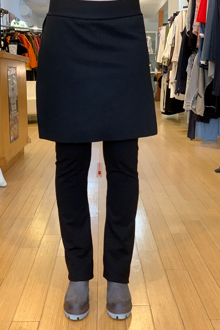 stretchy professional pant with attached skirt. Comfort pants in stretch pone jersey. — Stina Sayre